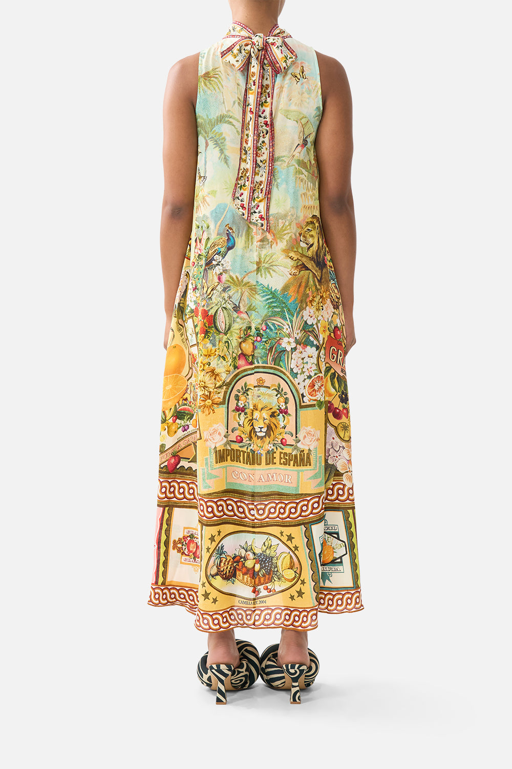 VESTIDO DE CUELLO ALTO CON LAZO EN LA NUCA VA VA VINTAGE