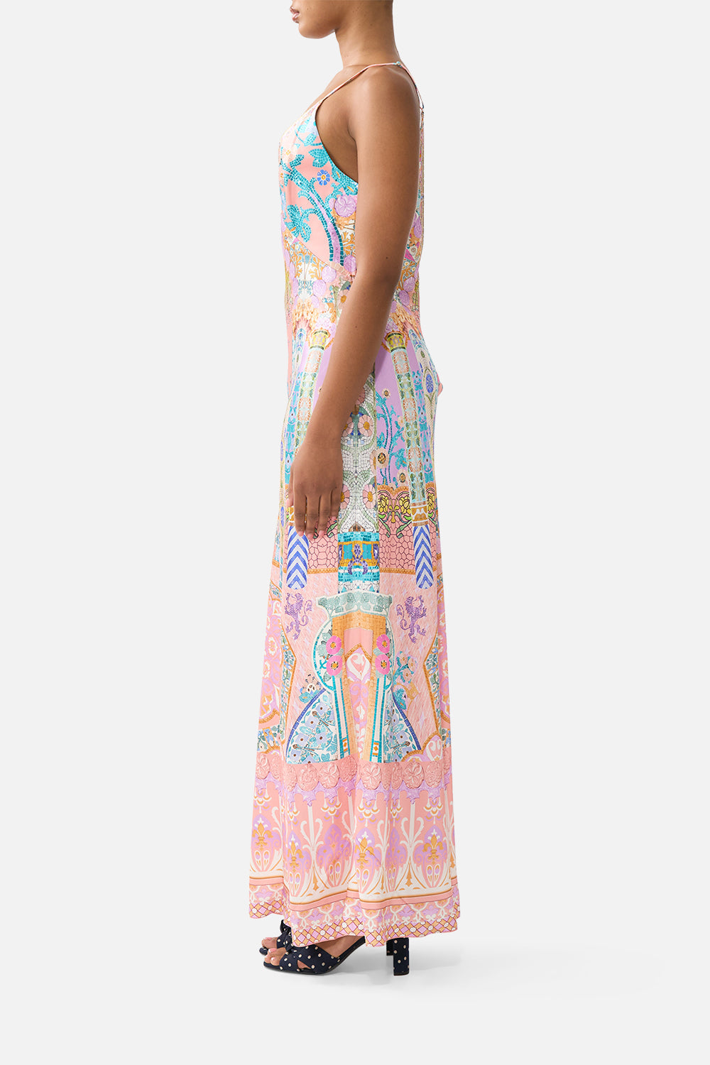V NECK FULL LENGTH BIAS SLIP DRESS HOWDY GAUDI