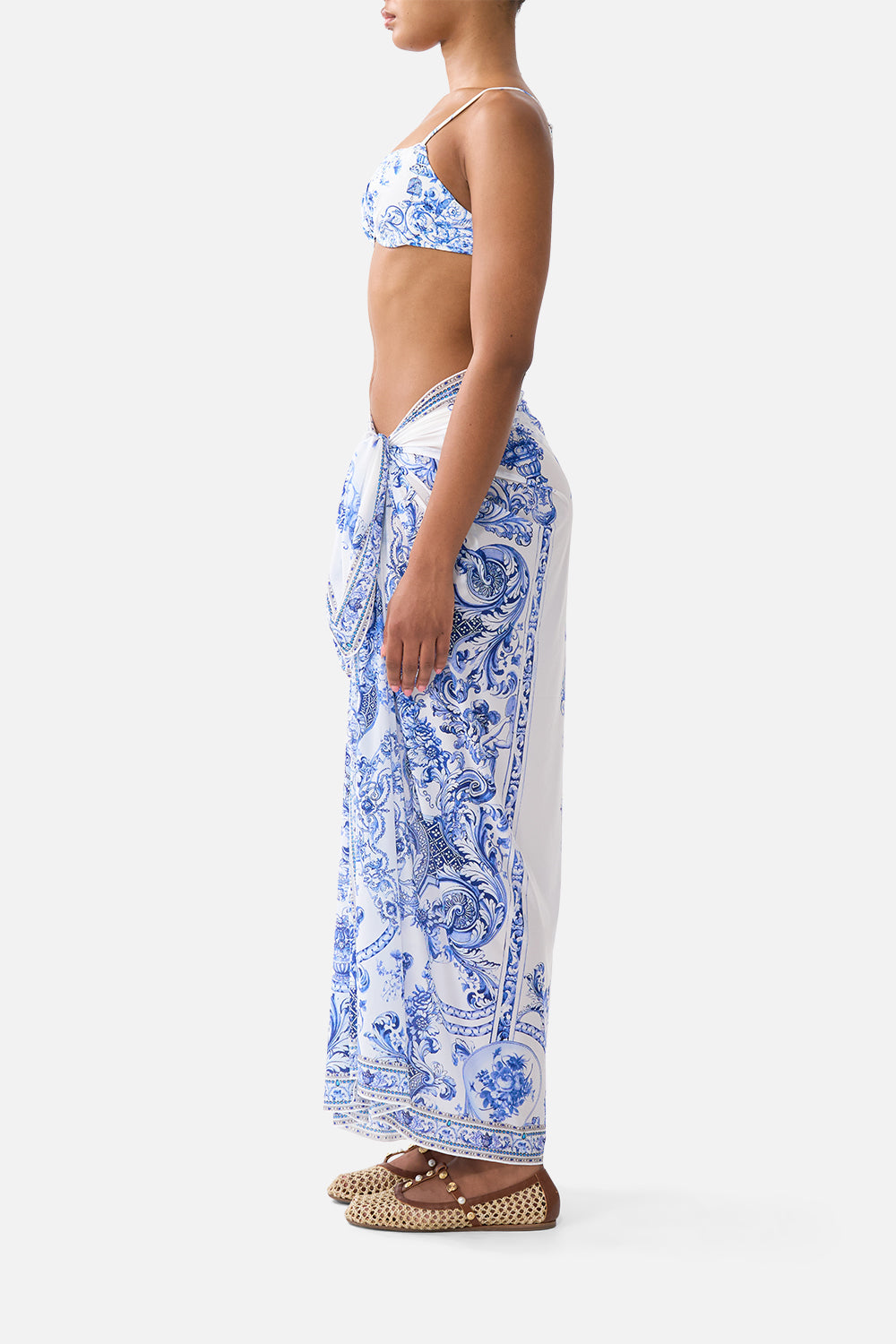 The CAMILLA MULTI WEAR LONG SARONG CERAMIC PANORAMIC in our  print.
