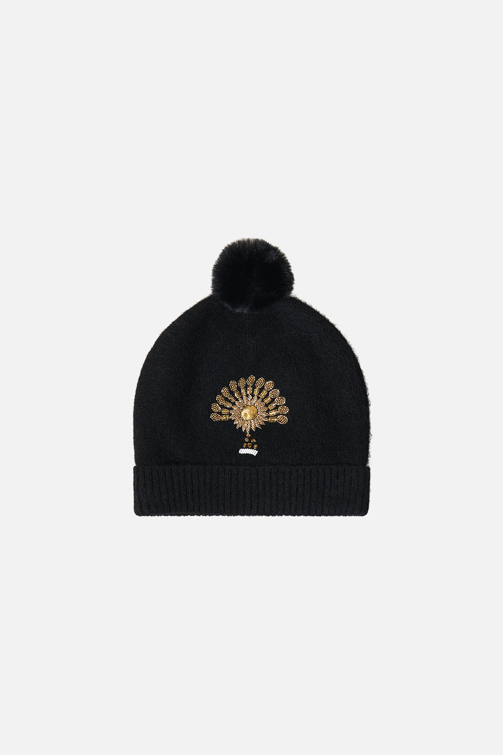 GORRO CON ADORNOS NEGRO SÓLIDO