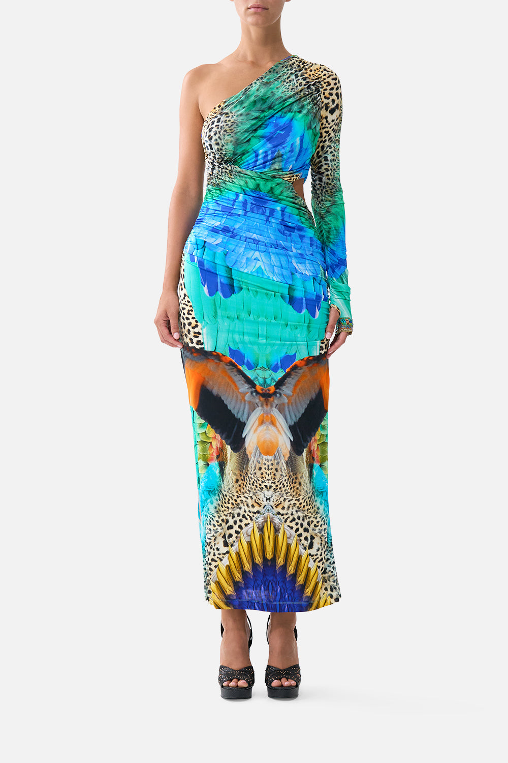VESTIDO ASIMÉTRICO DE PUNTO CON ABERTURAS JUNGLE FLIGHT