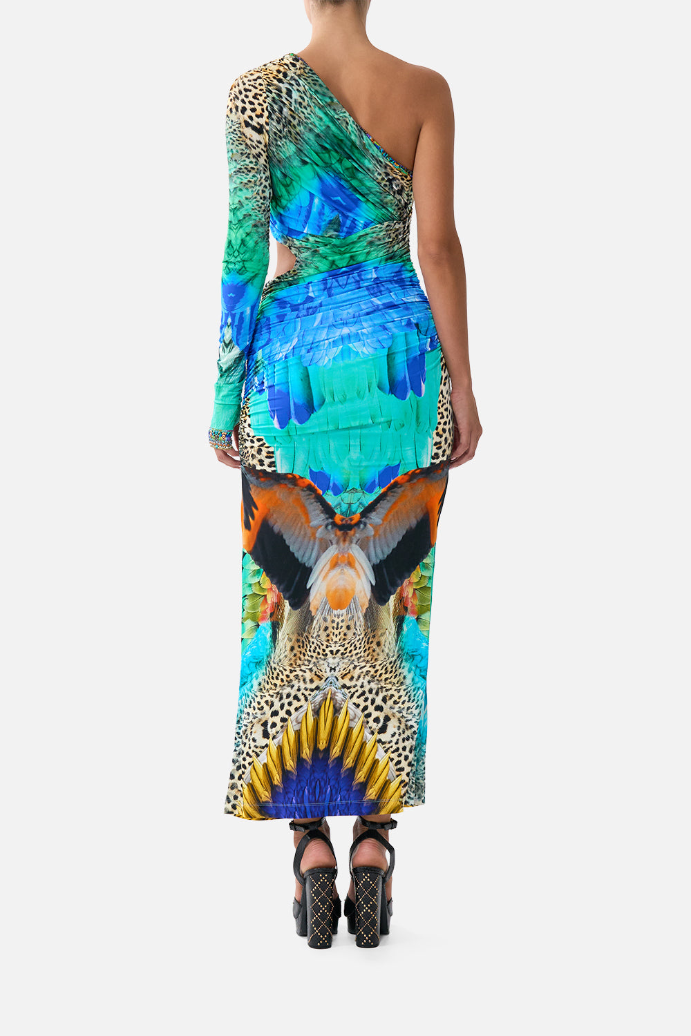VESTIDO ASIMÉTRICO DE PUNTO CON ABERTURAS JUNGLE FLIGHT