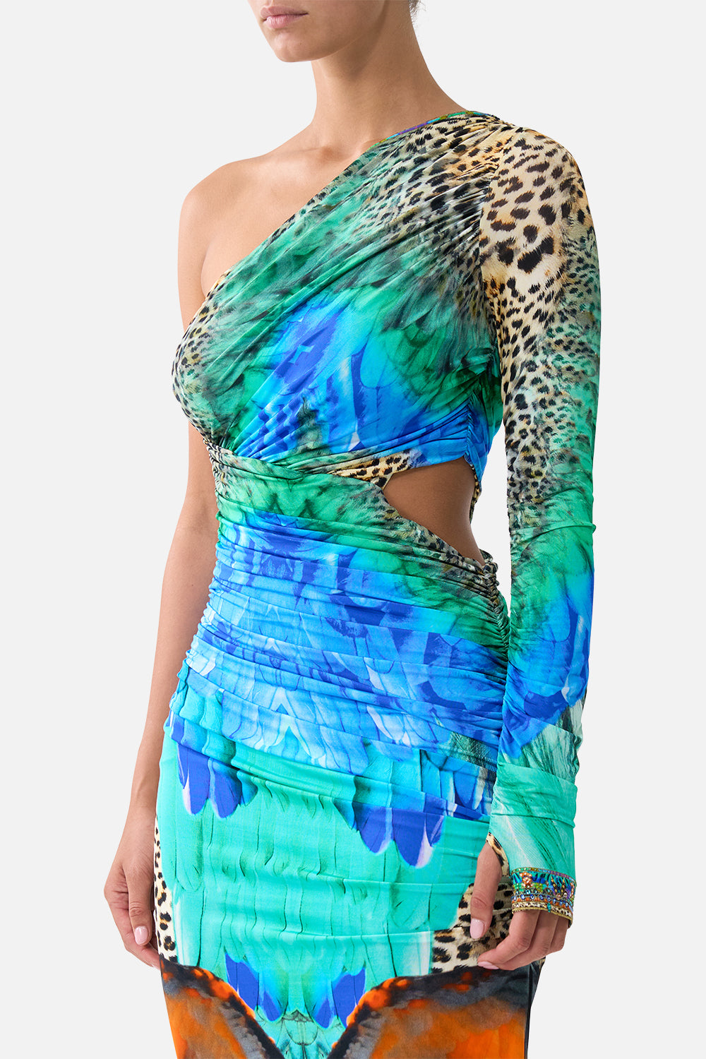 VESTIDO ASIMÉTRICO DE PUNTO CON ABERTURAS JUNGLE FLIGHT