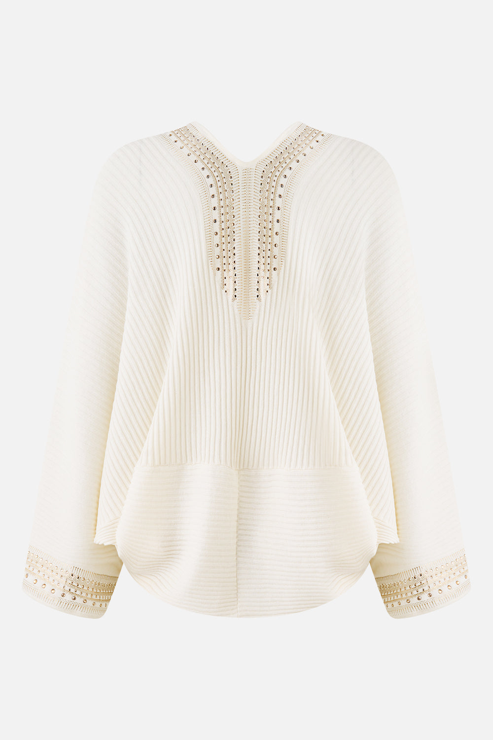 The CAMILLA RELAXED V NECK KNIT TOP THE HUM OF THE ALHAMBRA in our  print.