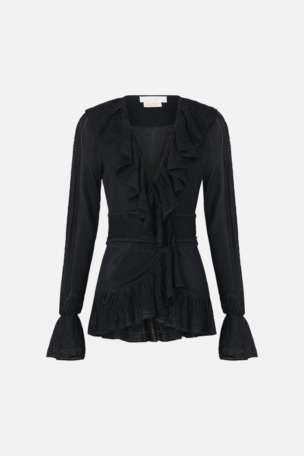 FRILL V NECK KNIT TOP FLAMENCO FOLKLORE