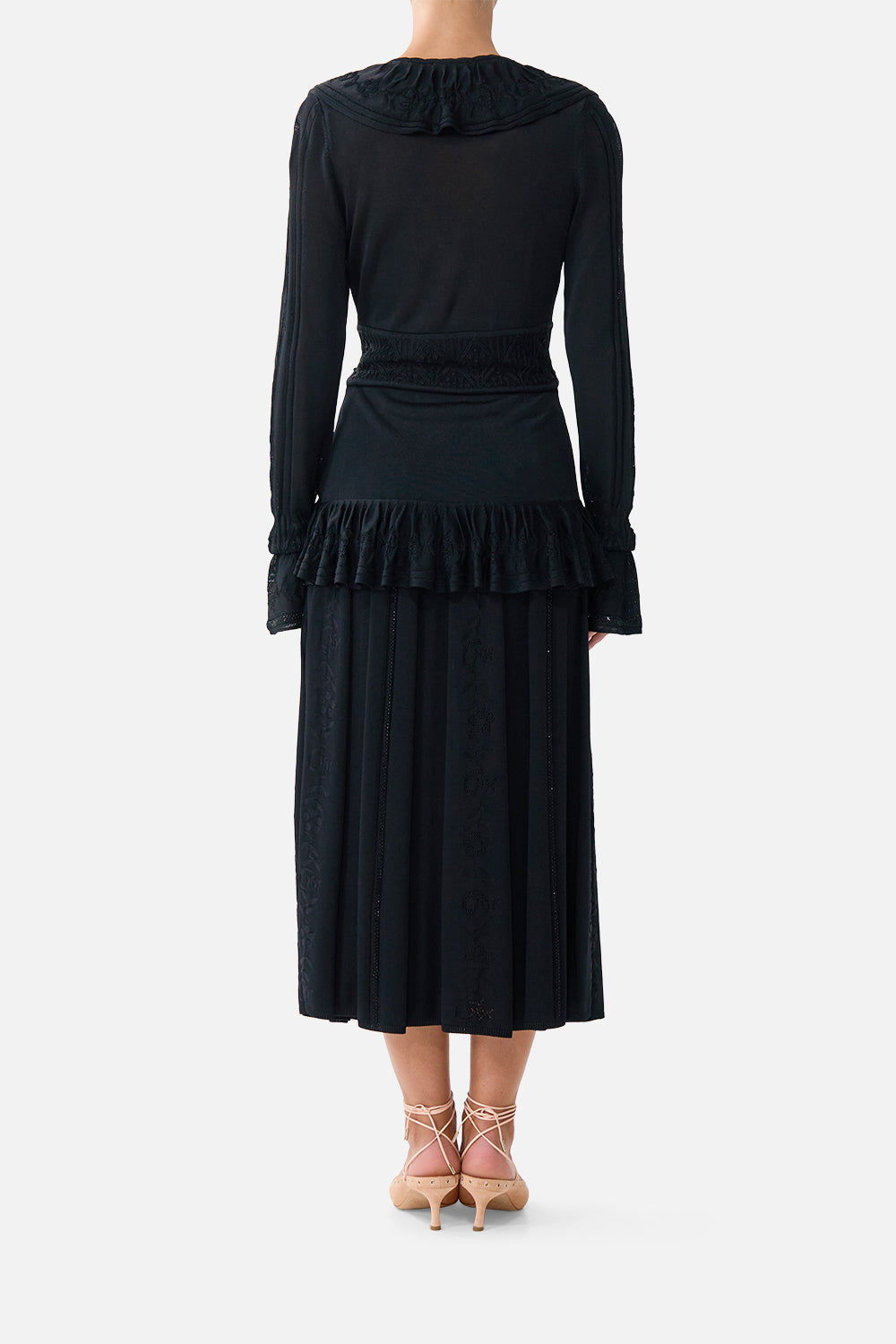 The CAMILLA PLEATED KNIT SKIRT FLAMENCO FOLKLORE in our  print.
