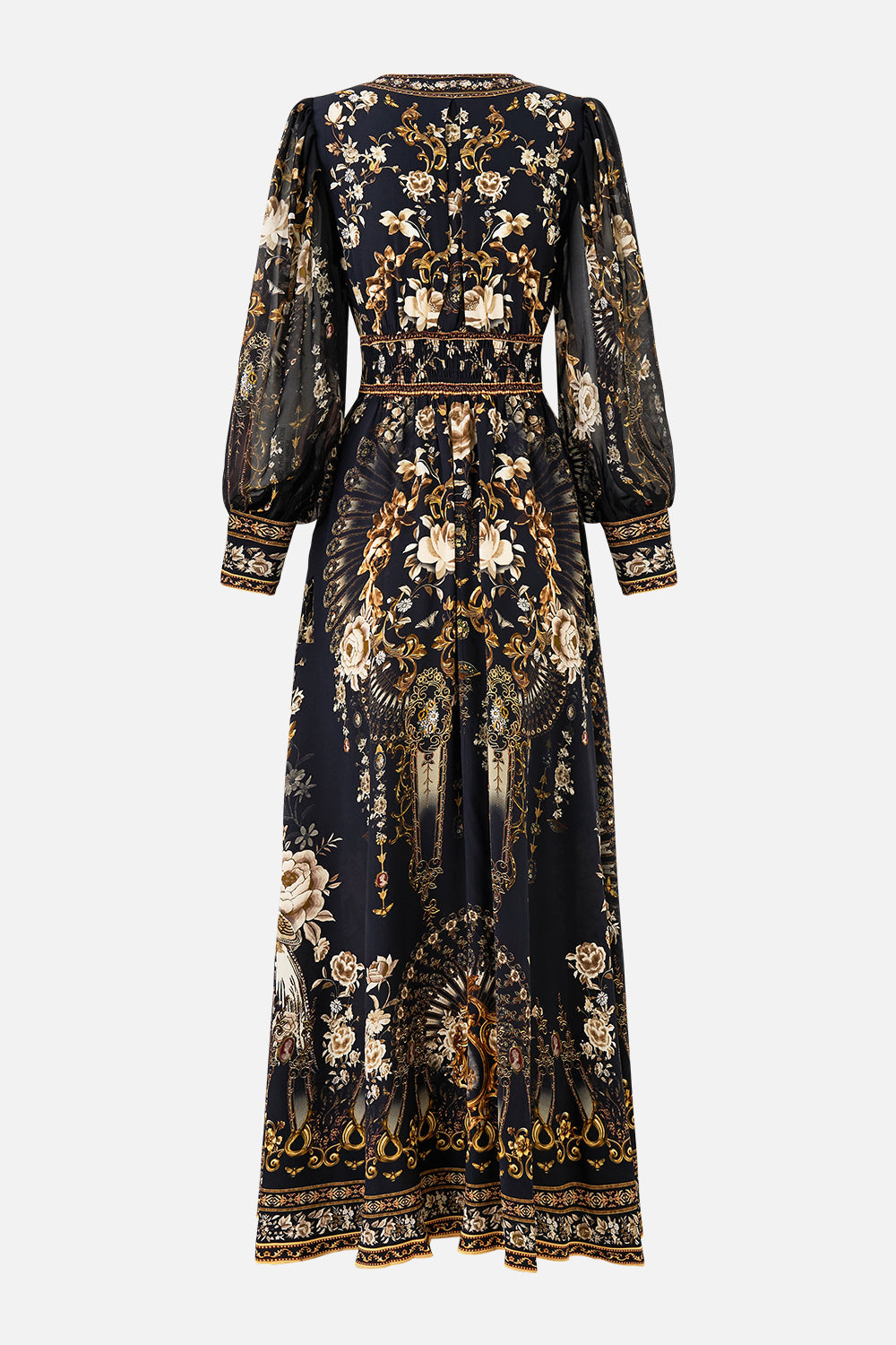 VESTIDO DE CINTURA AJUSTADA CON MANGAS FRUNCIDAS DE FOLKLORE FLAMENCO