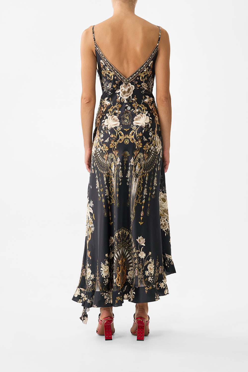 BIAS SLIP DRESS WITH FRILL HEM FLAMENCO FOLKLORE