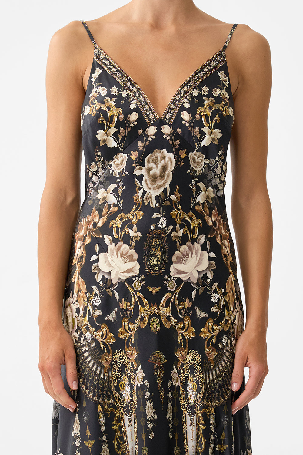 BIAS SLIP DRESS WITH FRILL HEM FLAMENCO FOLKLORE