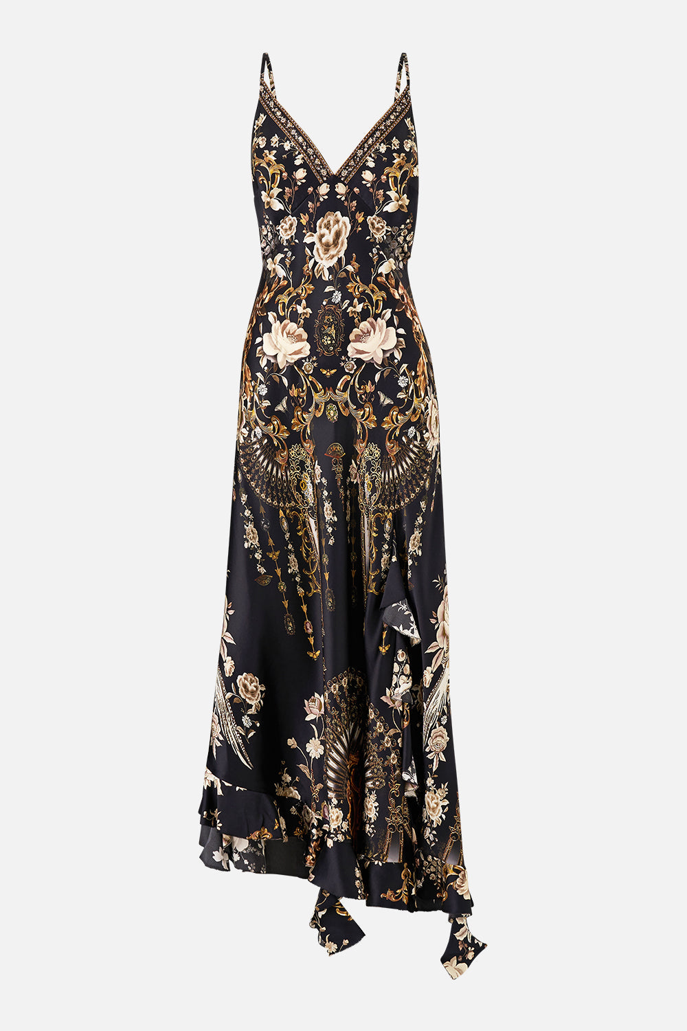 The Flamenco Folklore Bias Slip Dress With Frill Hem | CAMILLA US