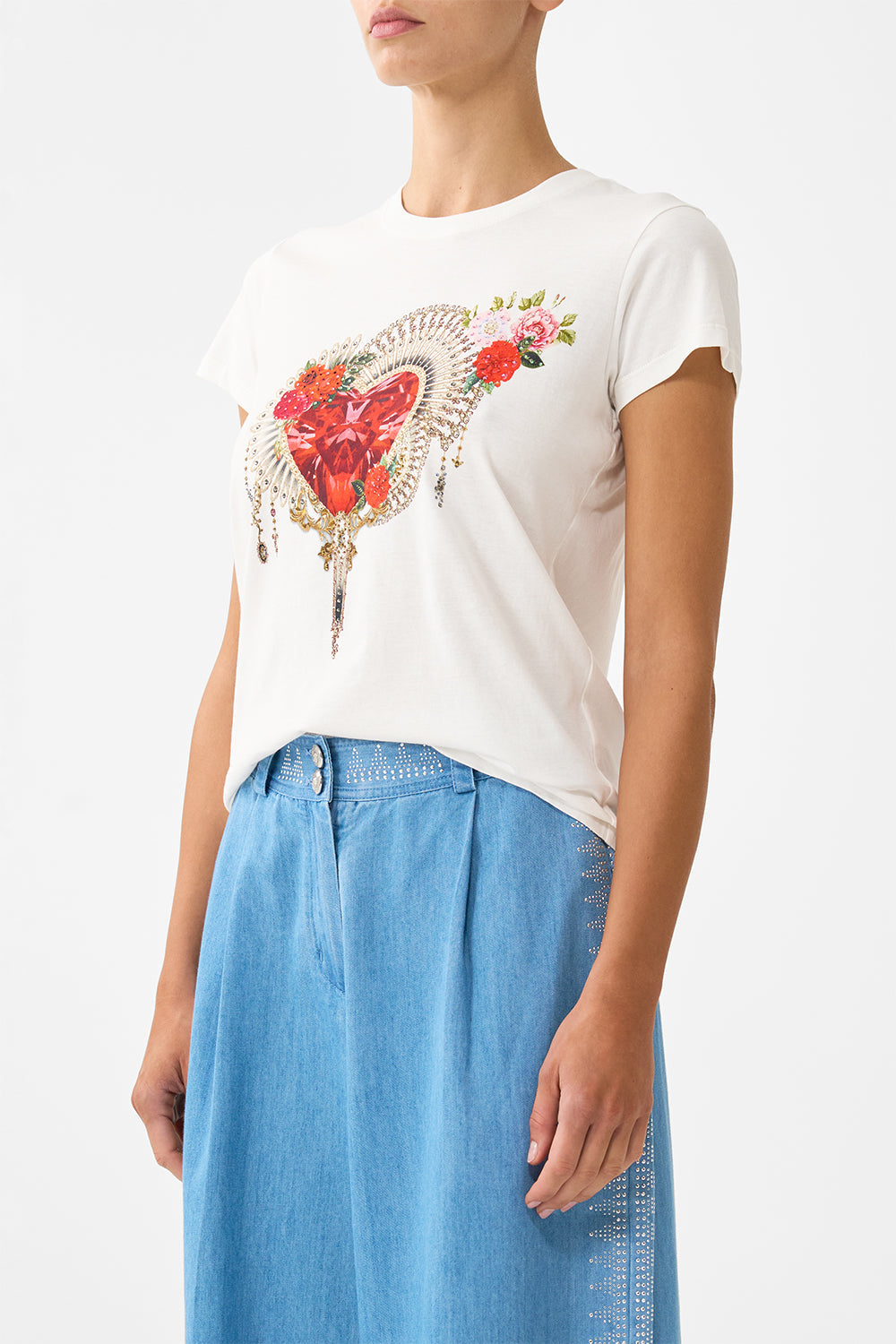 SLIM FIT ROUND NECK T-SHIRT - WHITE OLÉ OLÉ