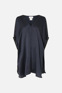 GATHERED CUFF V NECK TOP DAUGHTERS OF DUENDE