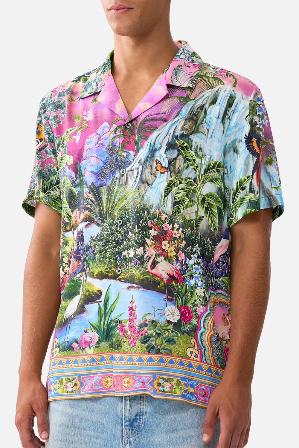 CAMISA DE MANGA CORTA CON CUELLO CUBANO TURKISH DELIGHT