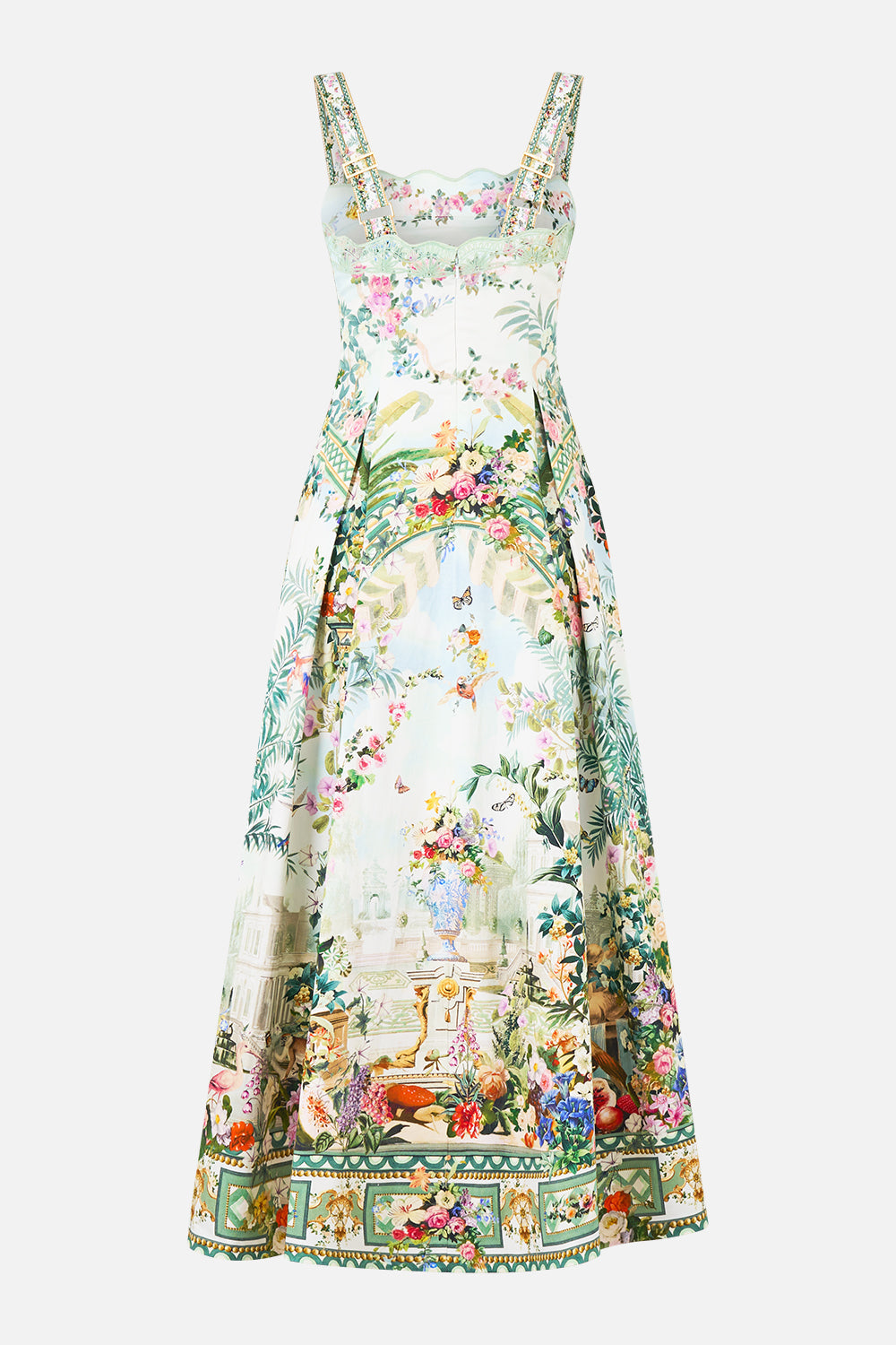 VESTIDO LARGO DE CORTE EVASÉ Y VUELO CON ARTE PARA LA EMPERATRIZ