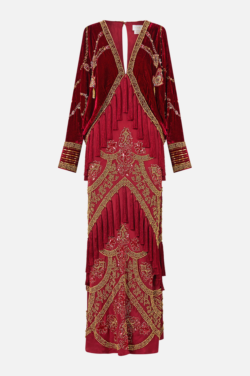 VELVET PLUNGE NECK DRAPED SHOULDER DRESS CALL ME A CARRIAGE