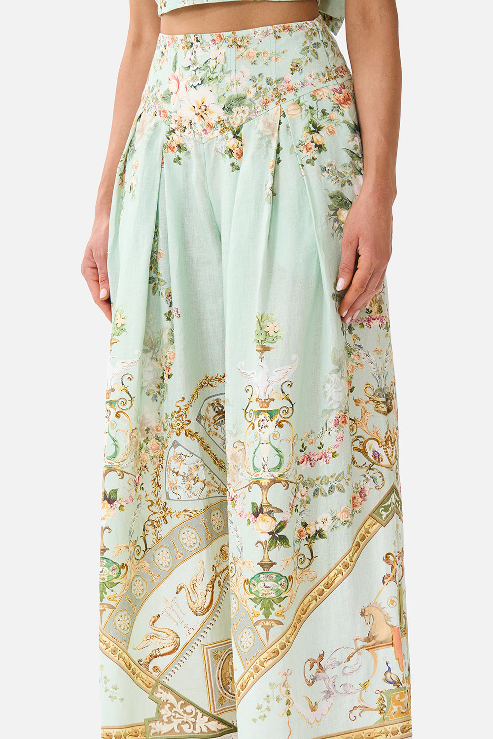 The CAMILLA CORSET WAIST WIDE LEG PANT WILDFLOWER WUNDERLAND