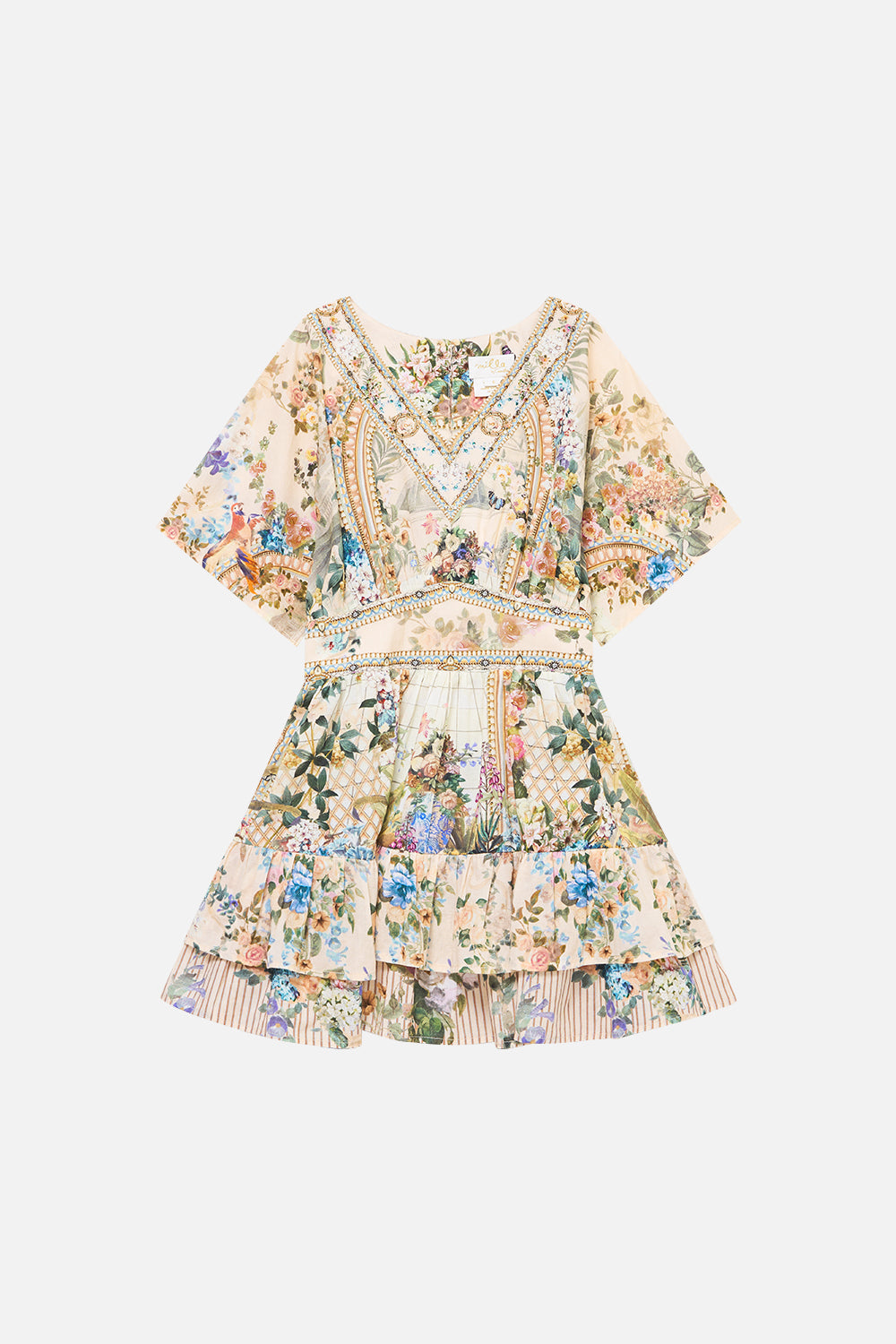 VESTIDO MINI ESCOTE EN V PARA NIÑA CON VOLANTES EN CAPAS OBRA MAESTRA DE VERANO