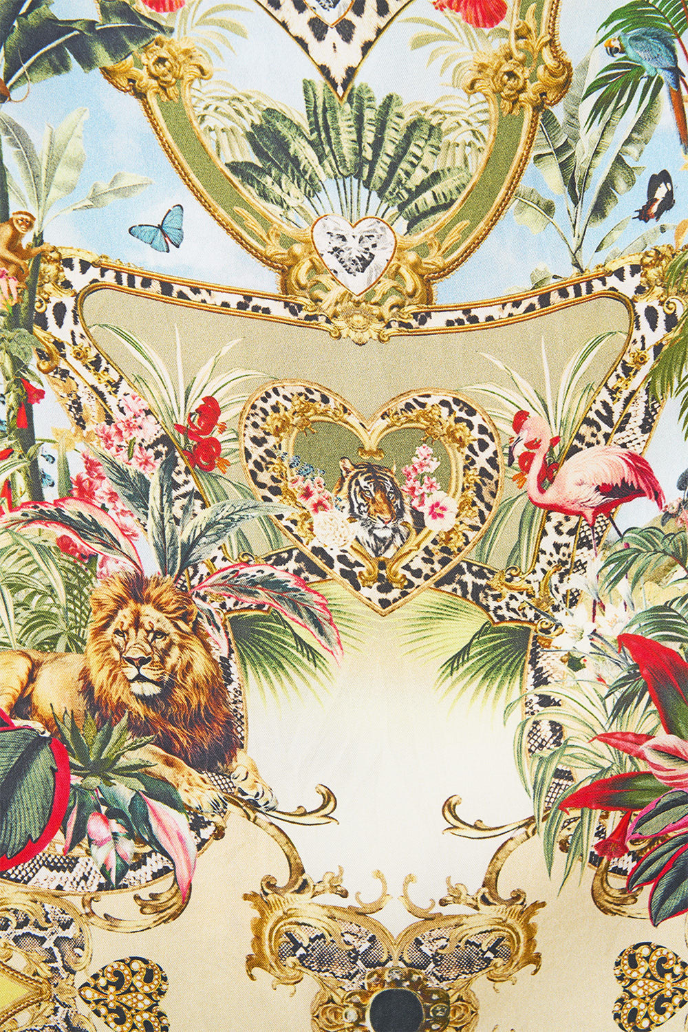 The CAMILLA Wide Leg Trouser with Front Pockets in our Wanderlust Empire print, fabric detail.
