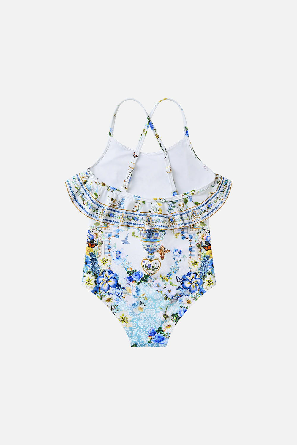 The CAMILLA KIDS ROUND NECK ONE PIECE W FRILL NECK DANDELION SKIES
