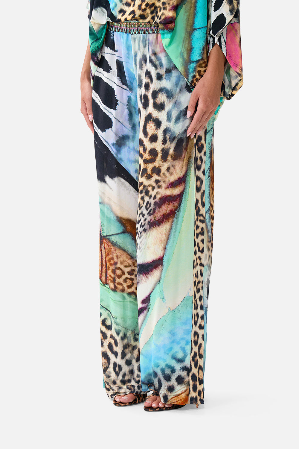 The CAMILLA STRAIGHT LEG JERSEY PANTS WITH SIDE PANELS BUTTERFLY BOHEMIA