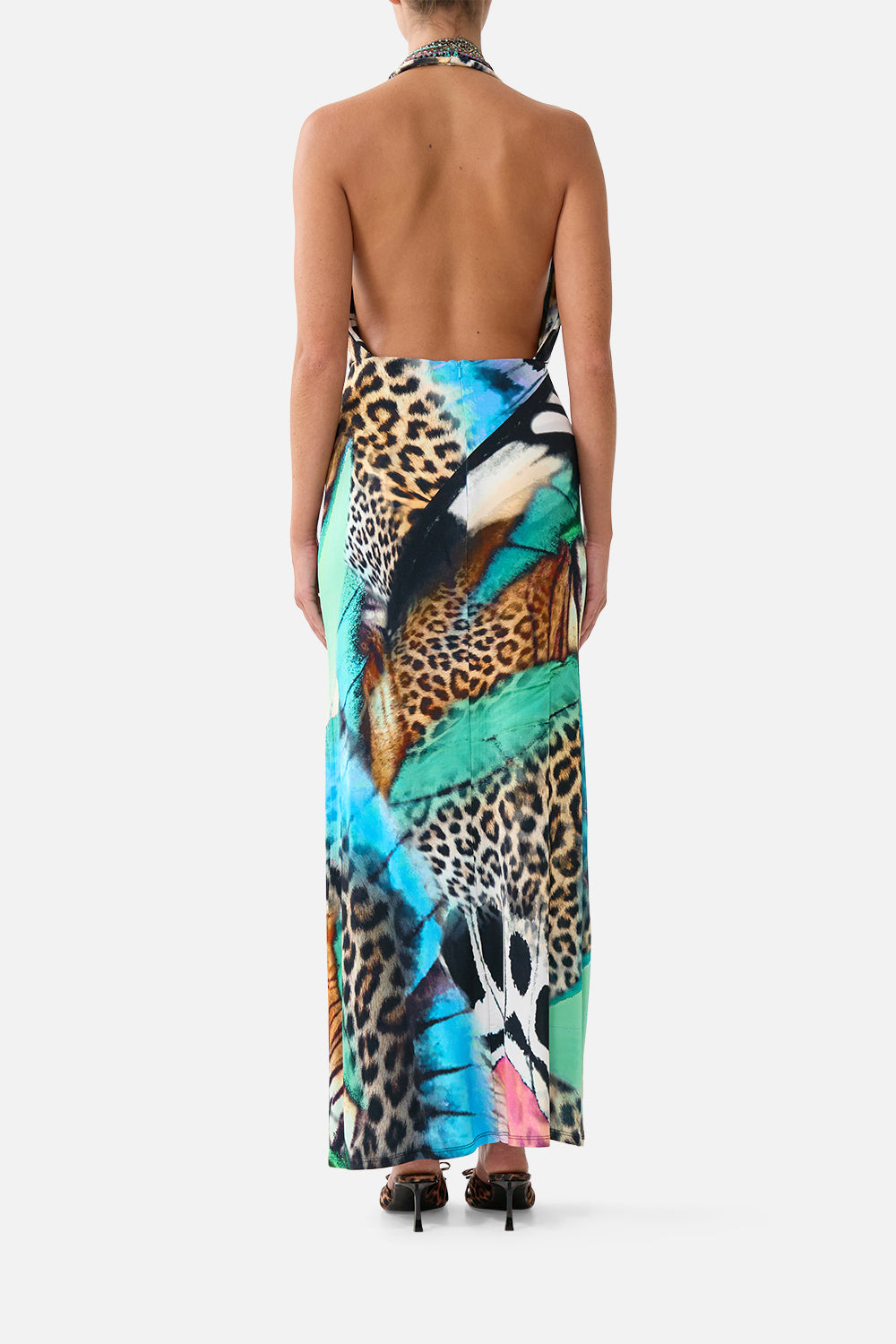 The CAMILLA DEEP COWL PLUNGE DRESS BUTTERFLY BOHEMIA
