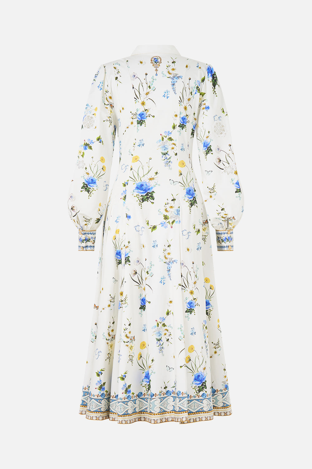 The CAMILLA Button Front Midi Shirt Dress Dandelion Skies in our Dandelion Skies print.