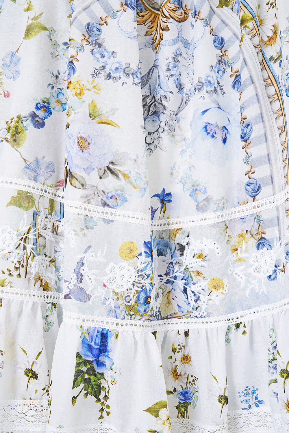 The CAMILLA SQUARE NECK SHORT DRESS WITH PINTUCKS DANDELION SKIES