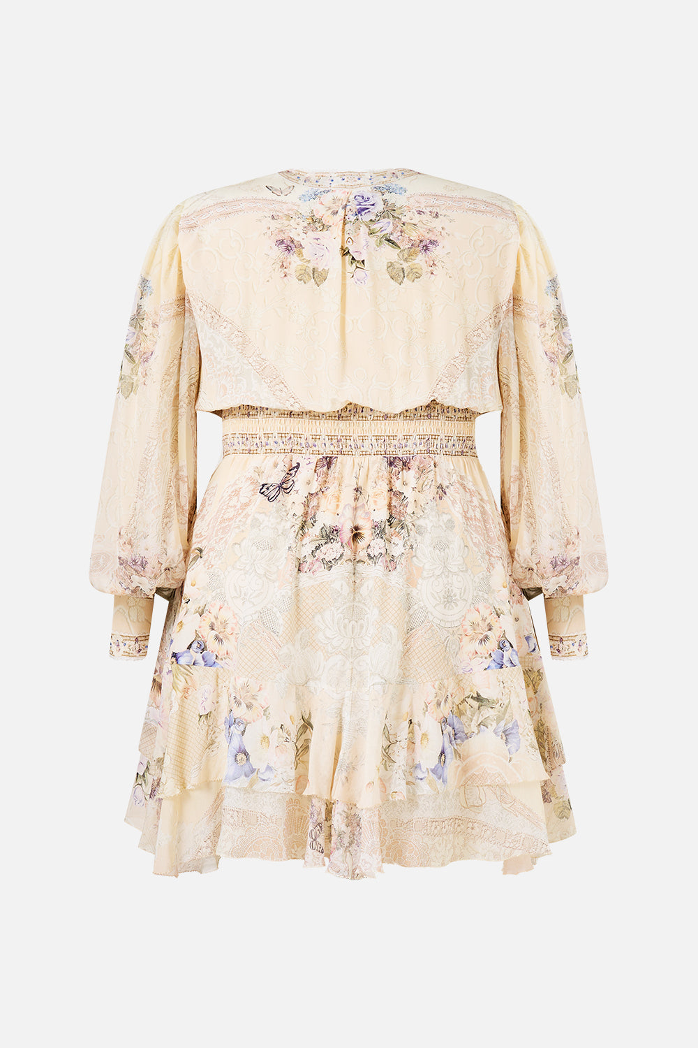 VESTIDO ABOTONADO CON VOLANTES Y CORDONES
