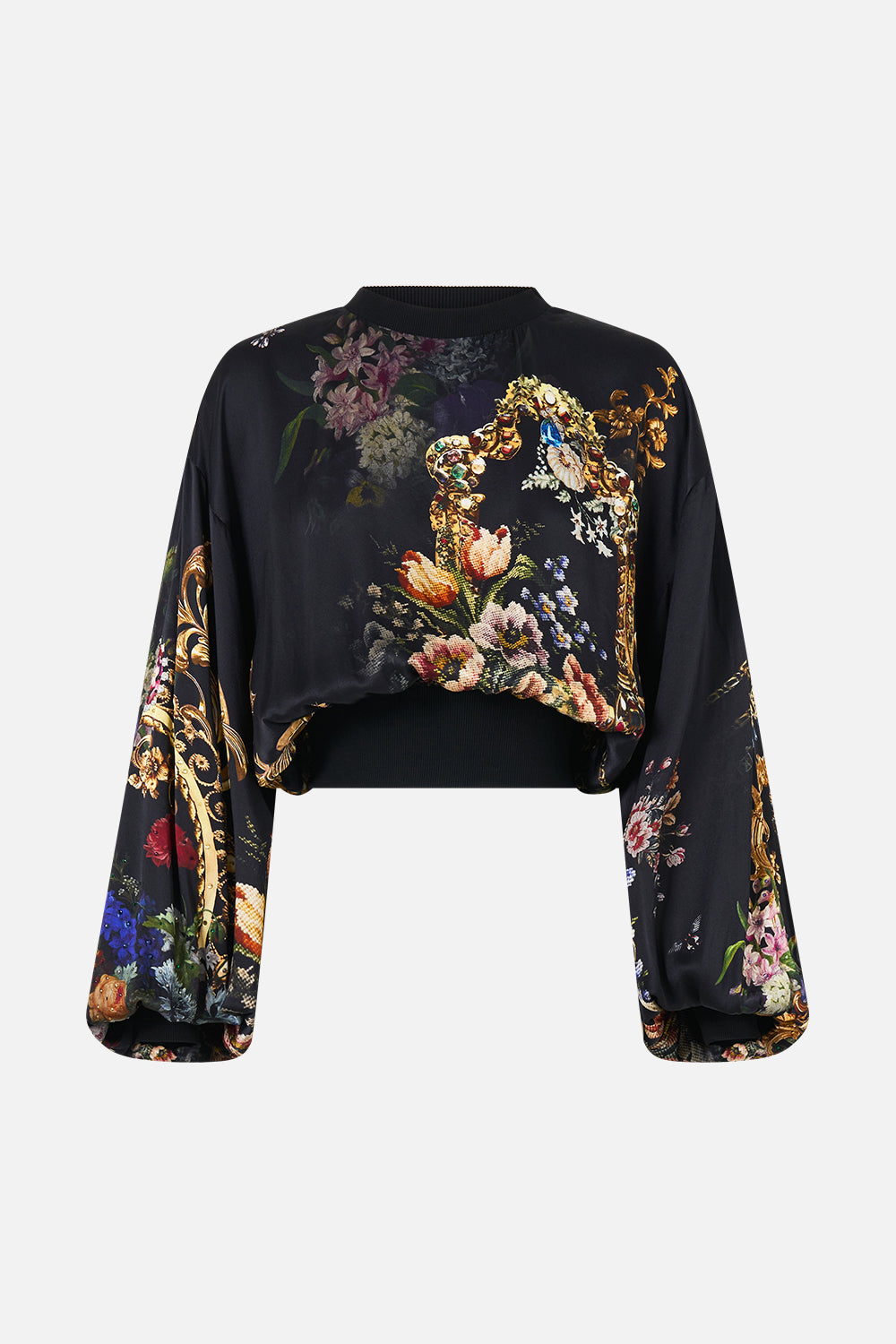 JERSEY DE CUELLO REDONDO CORTO Y RELAJADO NIGHT GARDEN