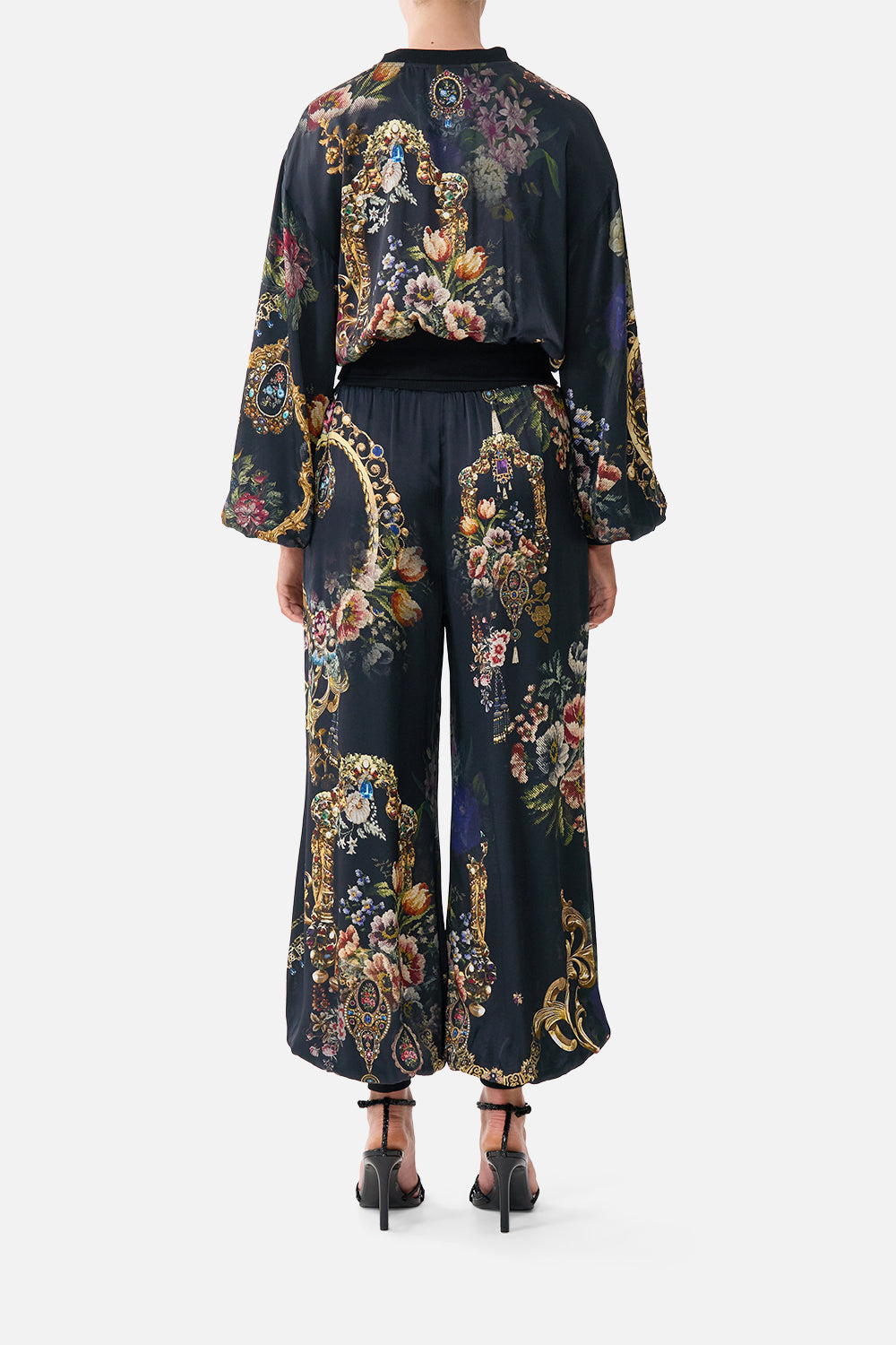 The CAMILLA RELAXED CROPPED CREW NECK JUMPER NIGHT GARDEN