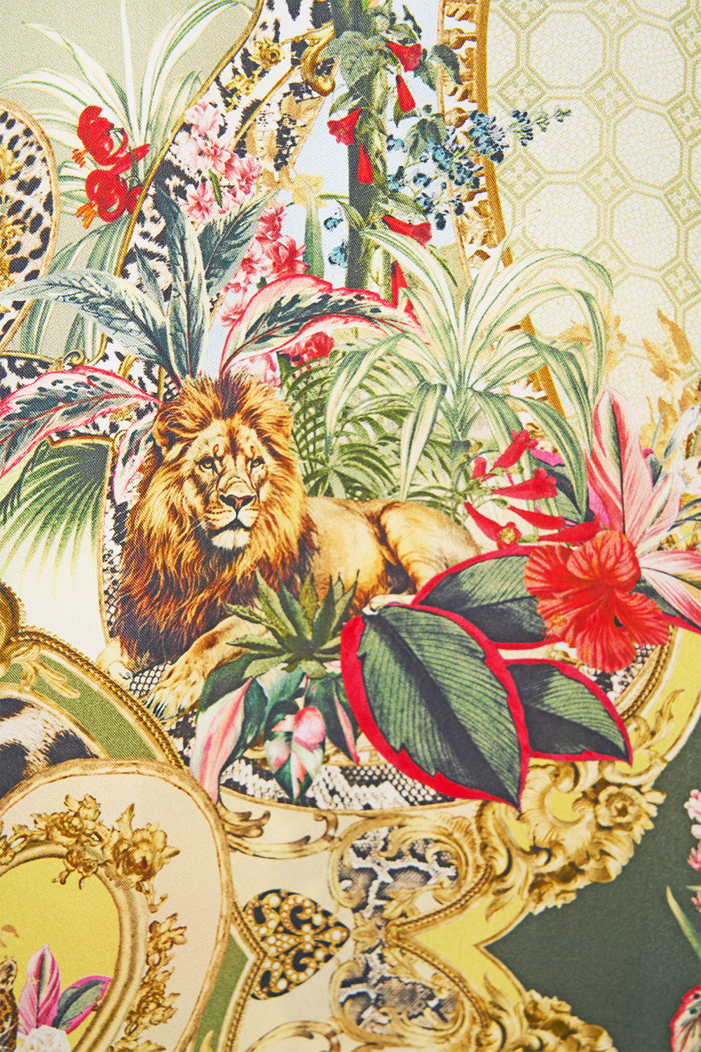 The CAMILLA Wing Collar Kaftan in our Wanderlust Empire print, fabric detail.