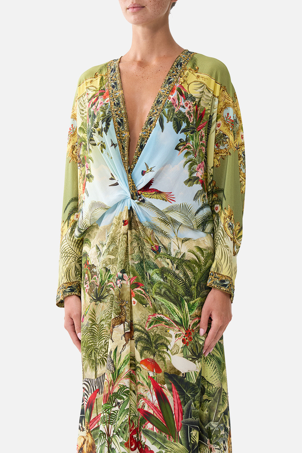 The CAMILLA TWIST FRONT BATWING DRESS WANDERLUST EMPIRE