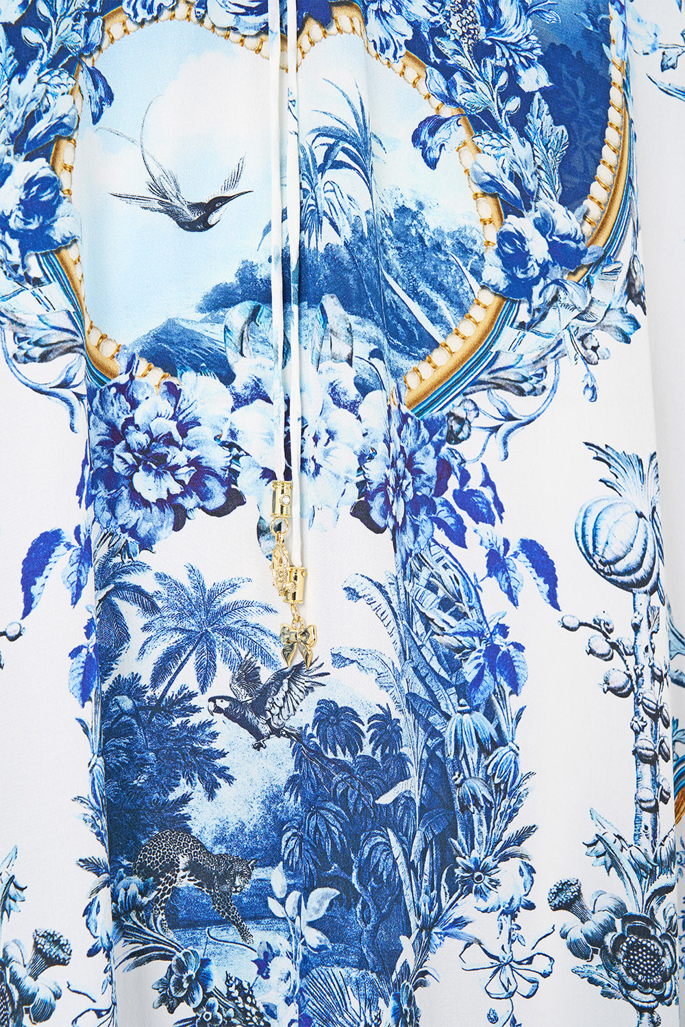 The CAMILLA LACE UP KAFTAN WITH HEM RUFFLE THE PORCELAIN PARLOUR