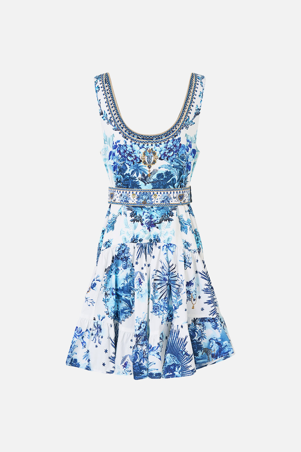 The CAMILLA JERSEY BODICE SHORT DRESS WITH BELT THE PORCELAIN PARLOUR