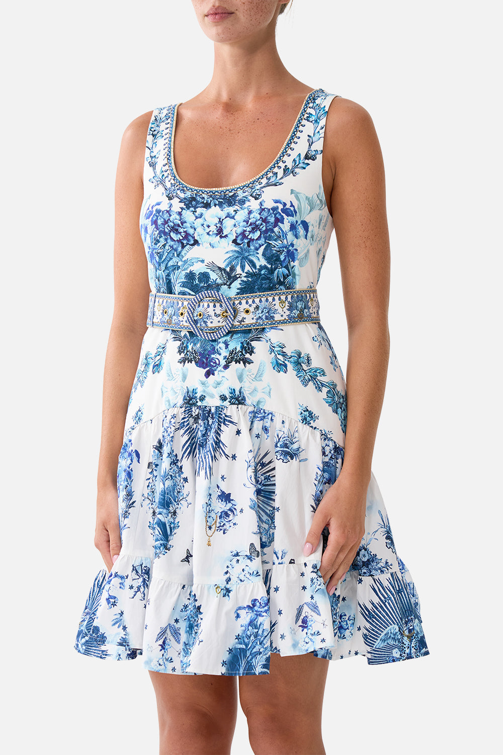 The CAMILLA JERSEY BODICE SHORT DRESS WITH BELT THE PORCELAIN PARLOUR