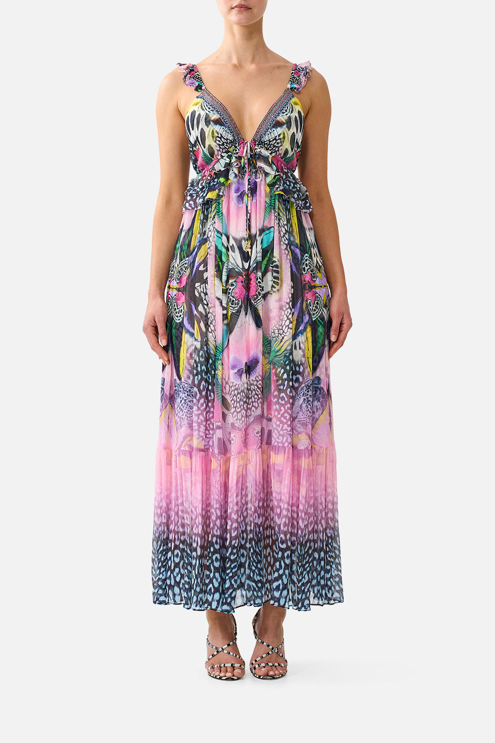 The CAMILLA FRILL BRALETTE LONG DRESS MILLAMORPHOSISMILLAMORPHOSIS