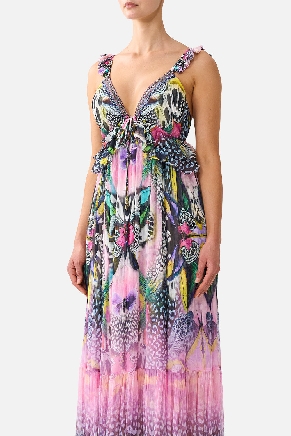 The CAMILLA FRILL BRALETTE LONG DRESS MILLAMORPHOSIS