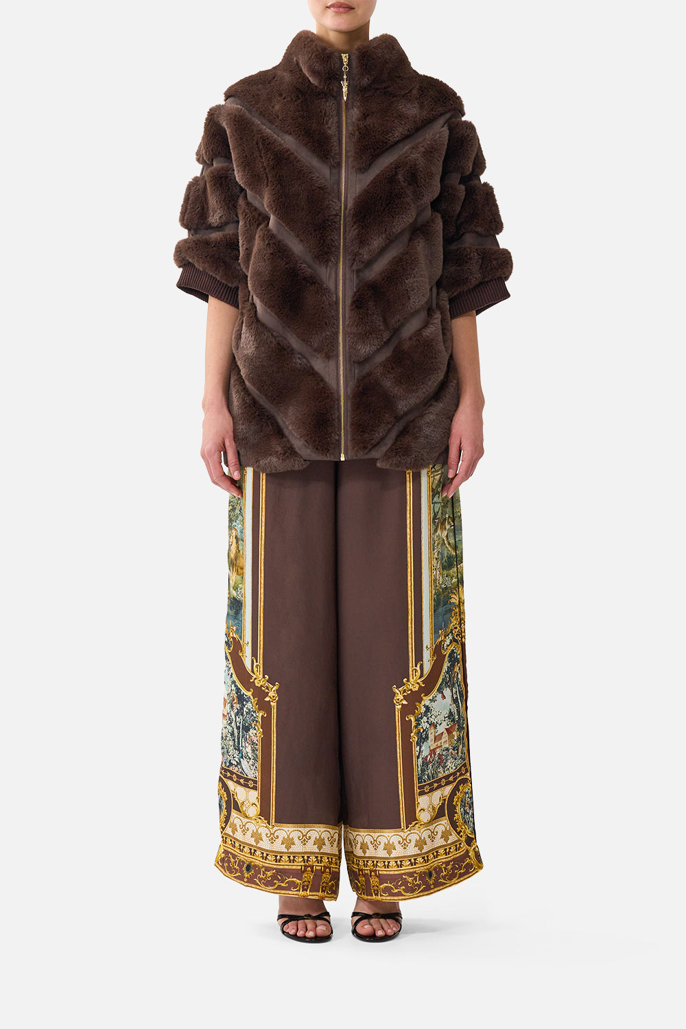 FAUX FUR STRIPE SLOUCH JACKET ANIMALS IN THE PALACE