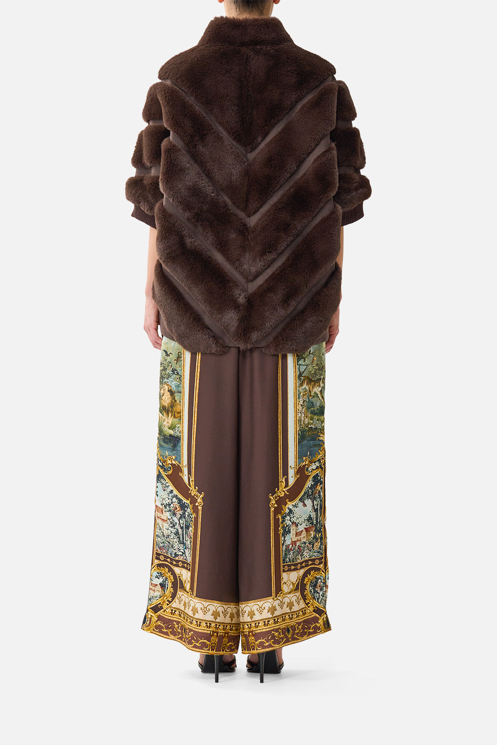 The CAMILLA FAUX FUR STRIPE SLOUCH JACKET ANIMALS IN THE PALACE