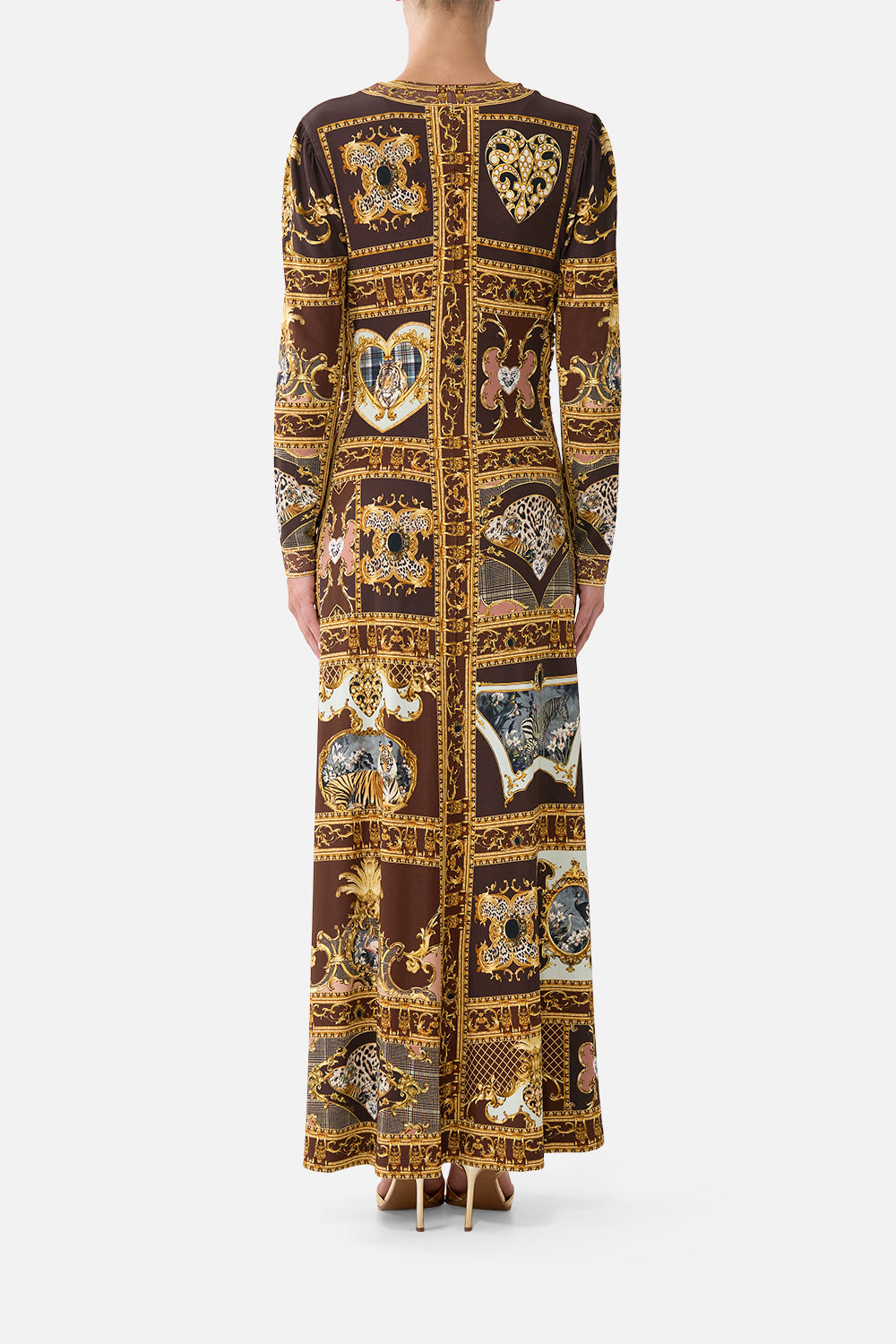 The CAMILLA GATHERED JERSEY LONG DRESS ANIMALS IN THE PALACE