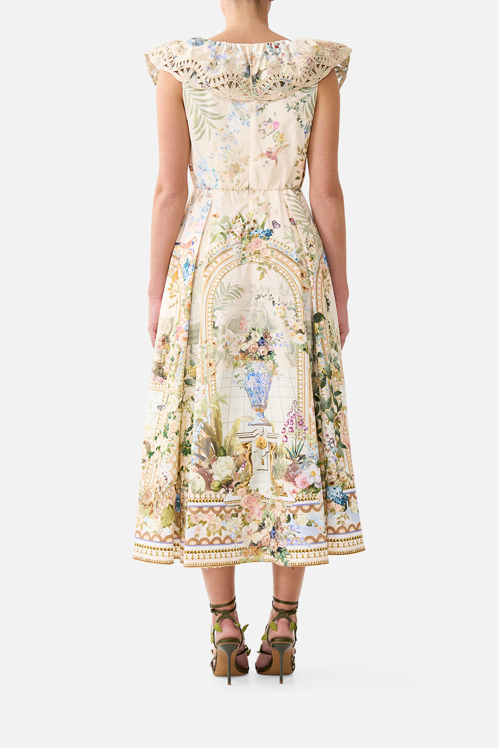 The CAMILLA V NECK FRILL MIDI DRESS MIDSUMMER MASTERPIECE
