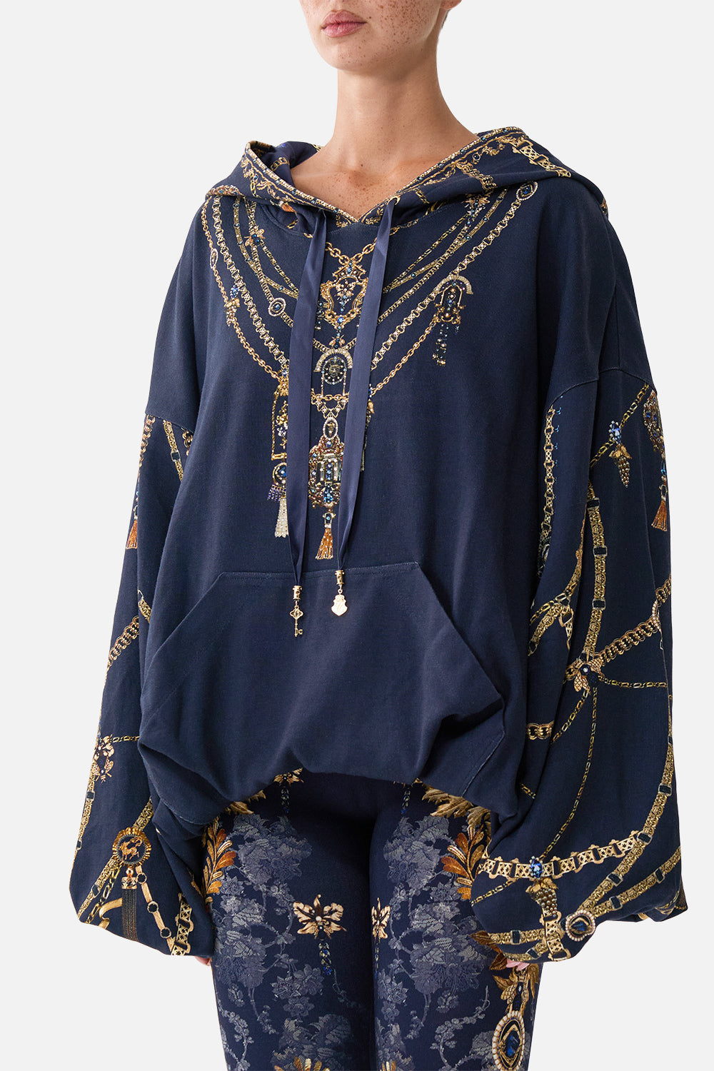 OVERSIZED SLOUCH HOODIE CLOAKED IN BAROQUE