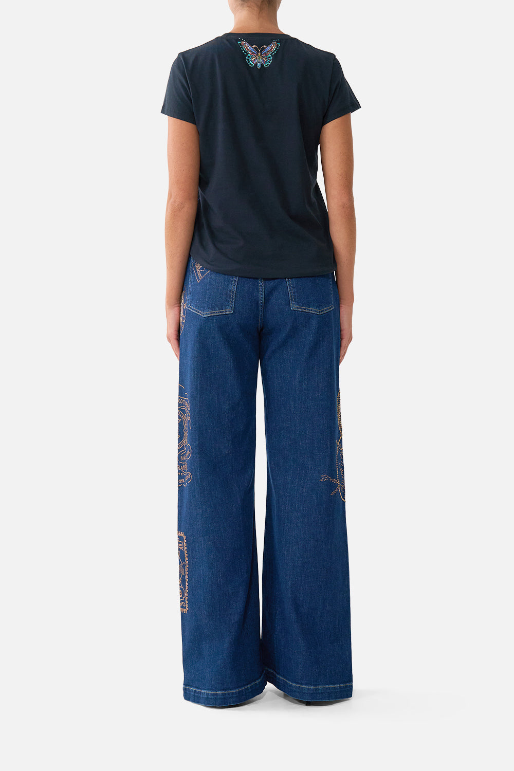 The CAMILLA SLIM FIT ROUND NECK T-SHIRT BUTTERFLY BOHEMIA