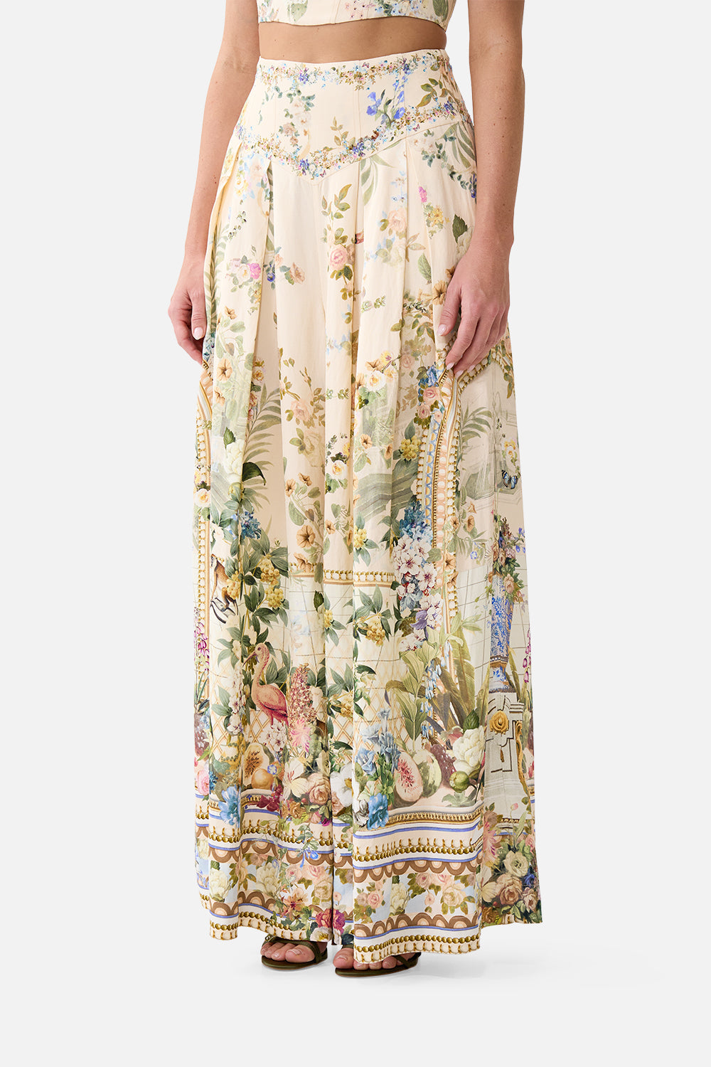 PANTALÓN DE PIERNA ANCHA CON CINTURA CORSET MAESTRA DE VERANO