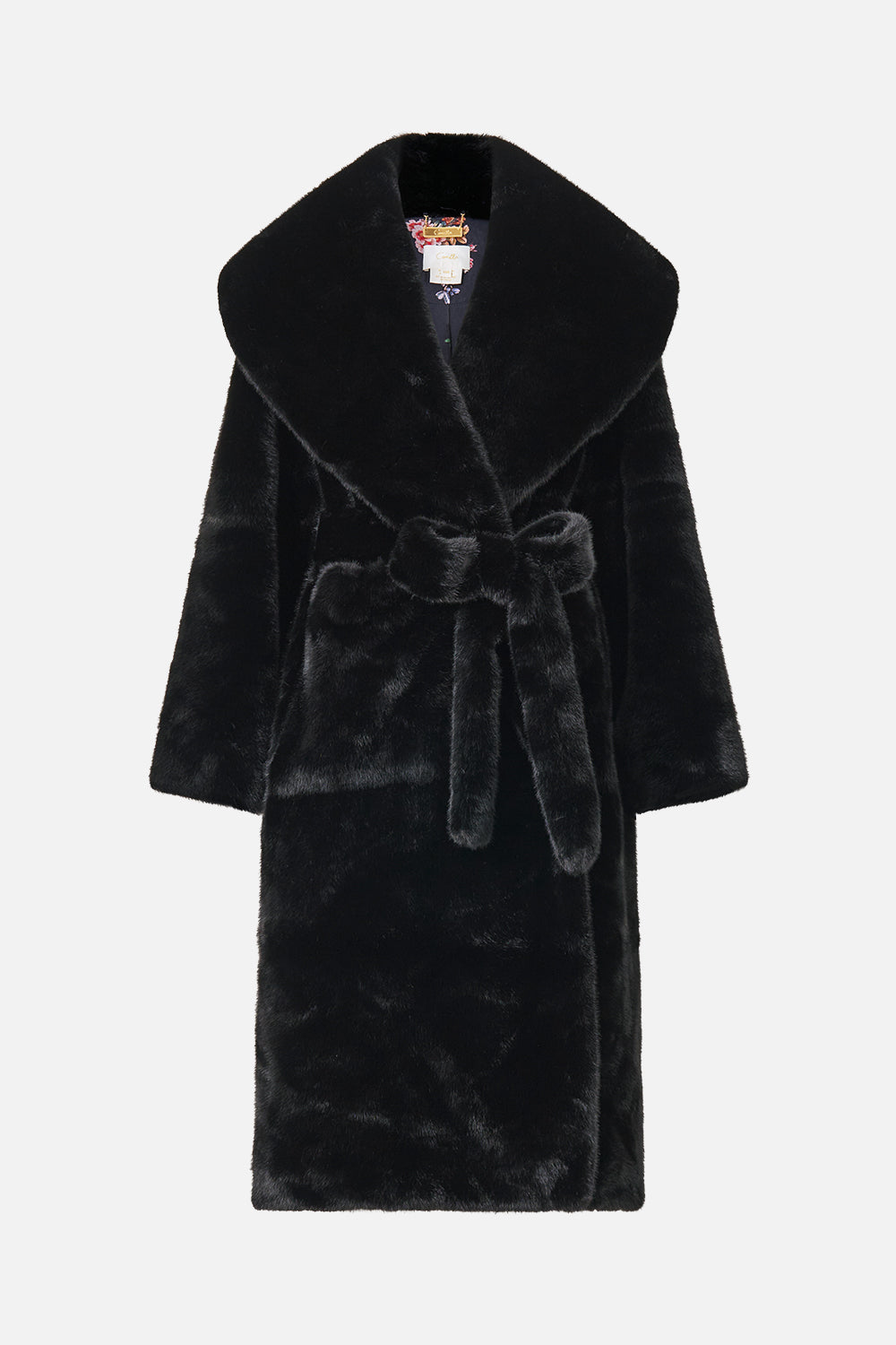 FAUX FUR LONG WRAP COAT NIGHT GARDEN
