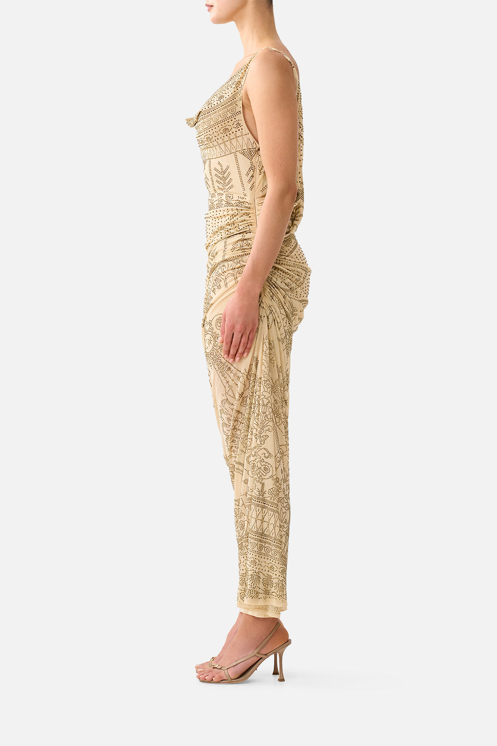 DRAPED CHAIN BACK JERSEY DRESS A MEETING OF MASTERPIECES