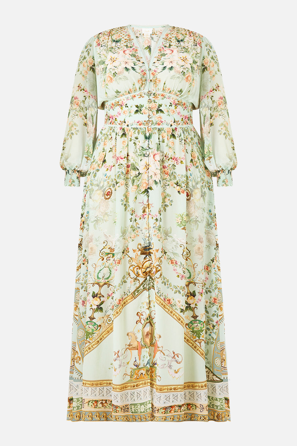 The CAMILLA BUTTON DRESS WITH SHAPED WAISTBAND WILDFLOWER WUNDERLAND