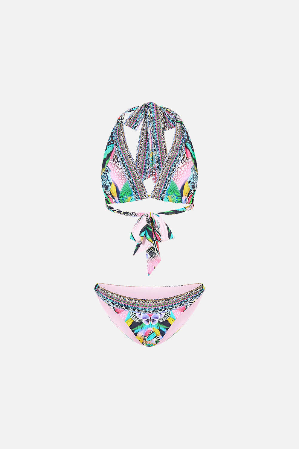 CONJUNTO DE BIKINI CON LAZO AL CUELLO Y DETALLE DE TELA MILLAMORPHOSIS