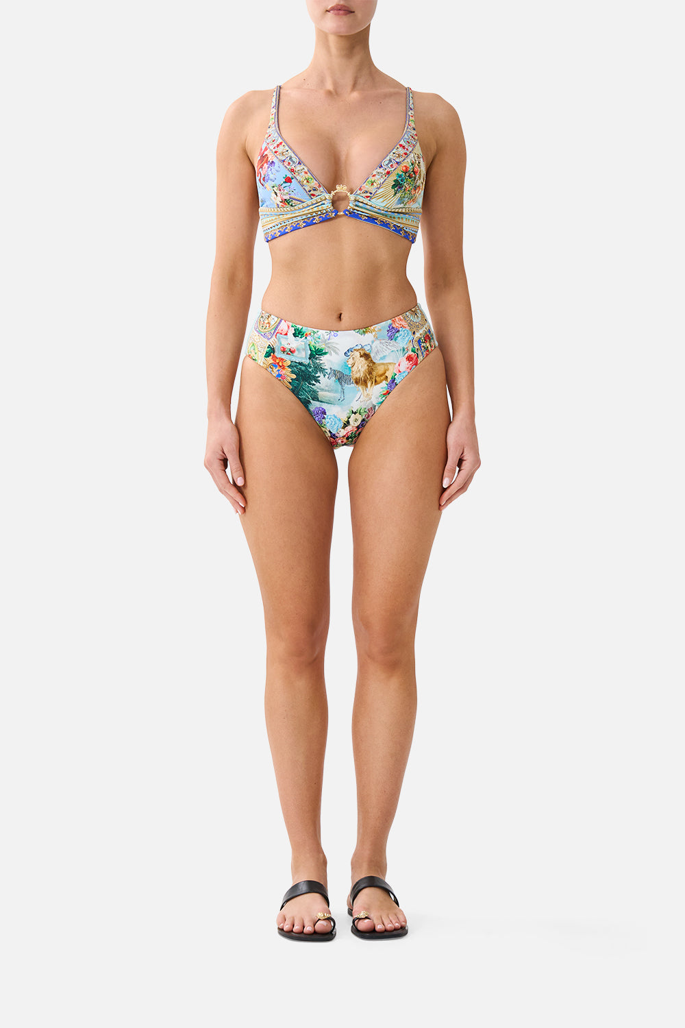 The CAMILLA HIGH TRI BIKINI TOP WITH RING FRONT VERSES IN VINTAGEVERSES IN VINTAGE