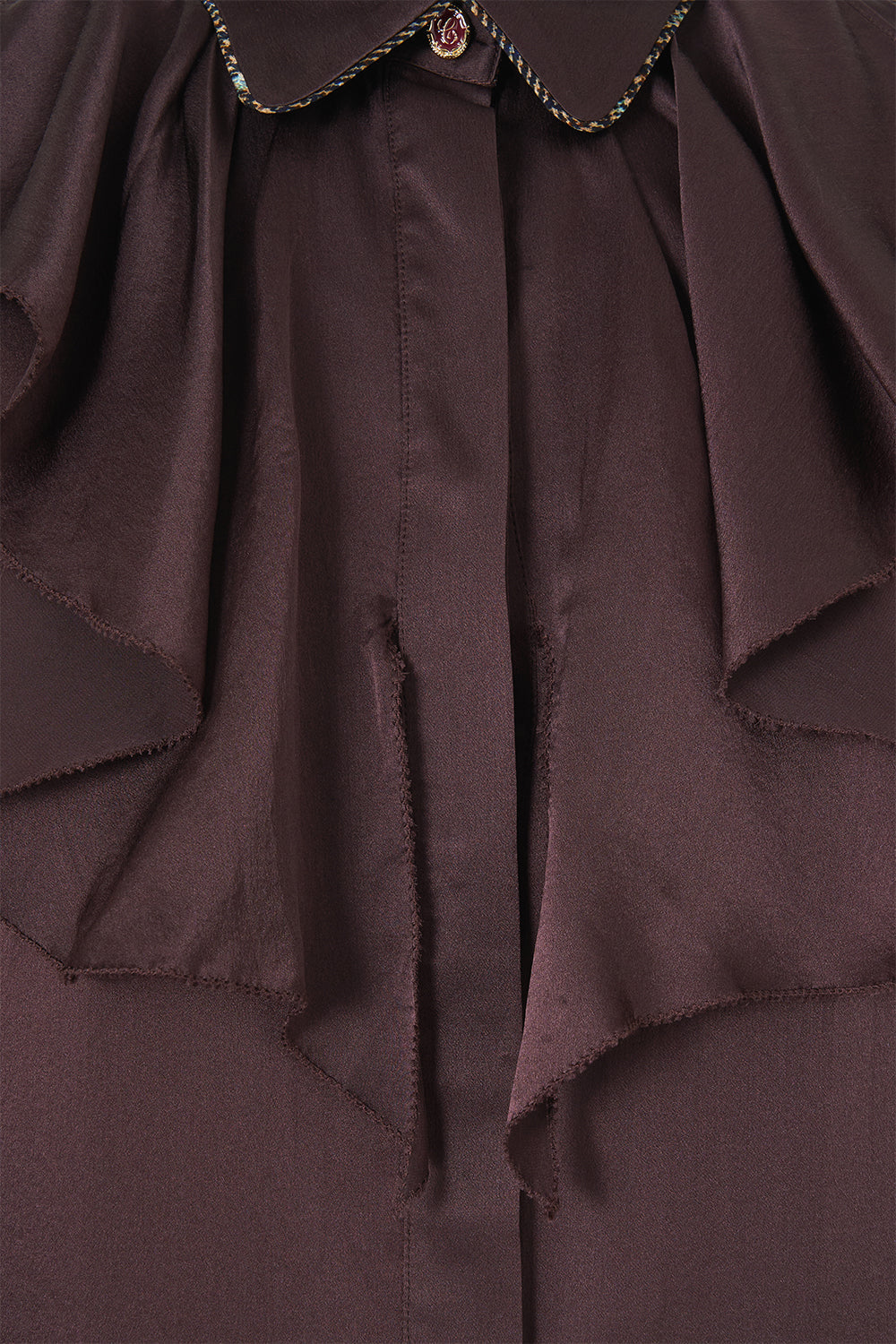 The CAMILLA Collared Shirt with Frill Neck Detail Animals in the Palace in our Animals in the Palace print.